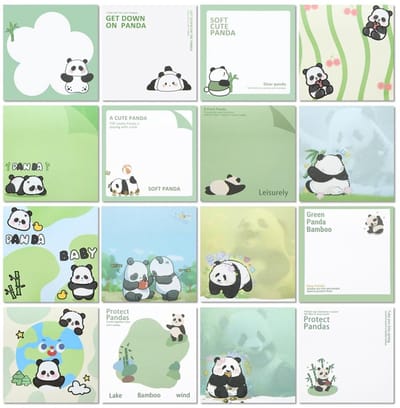Cosensi- Sticky Notes 320 Vellen - 16 Stijlen - Panda Ontwerp - Zelfklevende Notitieblokken - Memo Pads - Draagbaar en Schattig - Notitieblok