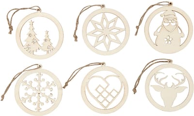 Kerstornamenten - Kerstdecoratie - Triplex Kerstversiering - Houten Kerstornamenten - Kerstboomdecoratie - 144 Stuks - 8 cm - Dikte 0,3 cm