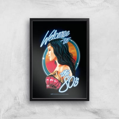 Wonder Woman Retro Giclee Art Print - A4 - Black Frame