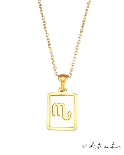 Cliste Couture - Stars Sterrenbeeld Ketting met Schelp Schorpioen / Scorpio - Stainless Steel met Goud Verguld - 45cm Ketting met Zodiac Hanger - Inclusief Cadeau Verpakking