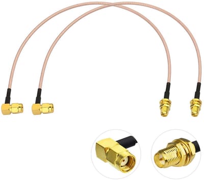 2-Pack Wifi Antenne Verlengkabels RP-SMA Hoek naar Schotmontage 30 cm