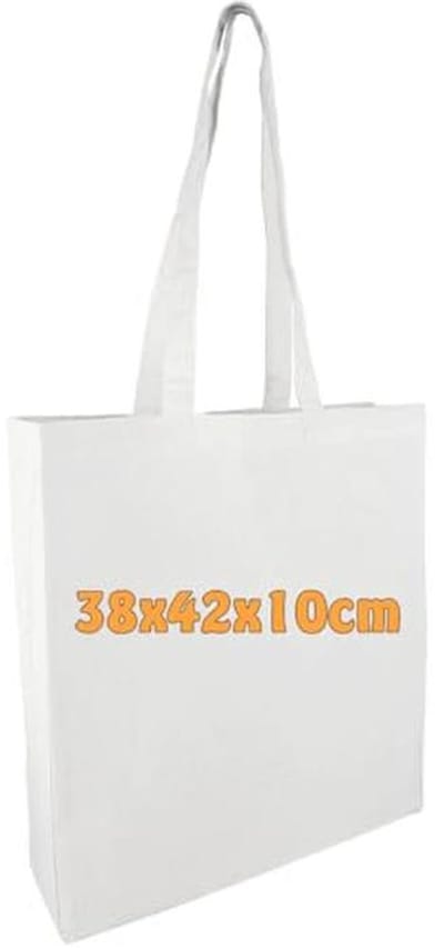 Duurzame Katoenen Tas met Lange Handvatten - Geschikt voor DIY, Schilderen en Bedrukken - 38 x 42 x 10 cm