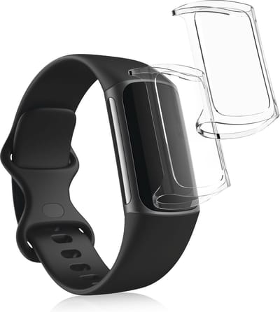 kwmobile 2x smartwatch hoes geschikt voor Fitbit Charge 6 / Charge 5 hoesje - Siliconen sporthorloge cover - Activity tracker case in transparant