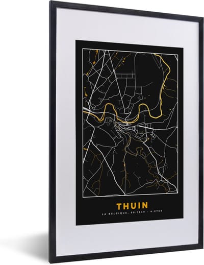 Fotolijst incl. Poster - Goud - Thuin - Stadskaart - Kaart - Plattegrond - 40x60 cm - Posterlijst