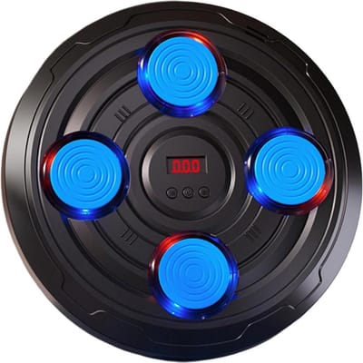 Muziek Boksmachine - Wandkussen Boksen - Fitness Training - Interactieve Lichtreactie - 28x28cm - Blauw