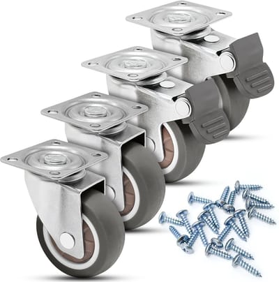 Dailygoods - Set van 4 Stille Meubelwielen 50 mm met Rem - Duurzaam en Beweegbaar