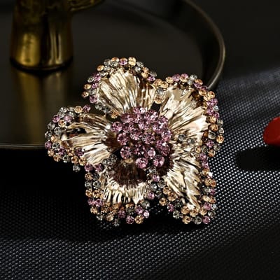 Dames Licht Luxe Design Elegante Ingezette Zirkoon Bloem Broche Modieus En Veelzijdig Niche Design Gevoel Broche brown