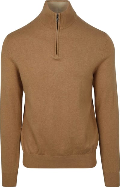Steppin' Out Half-Zip Trui Cotton Cashmere Camel - Maat S - Heren - Pullovers