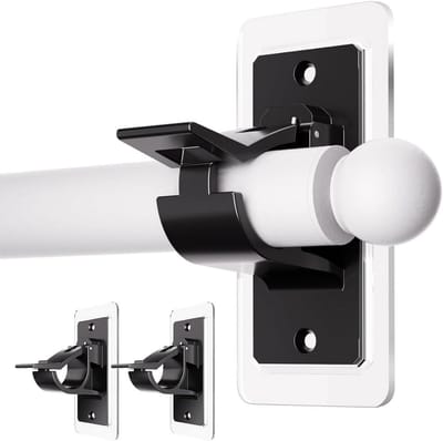 Gordijnroedehouders - Stanghouders - Zonder Boren - Sterke Kleefkracht - 2 Stuks - Zwart