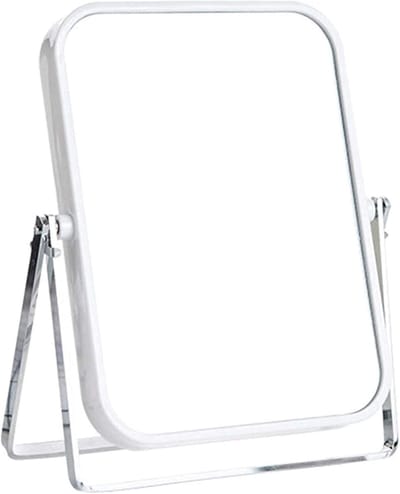 Make-up Spiegel - Tafelspiegel Vanity - Dagelijkse Make-up - Dubbelzijdig HD Glas - 15.6 x 19.7 cm - Wit