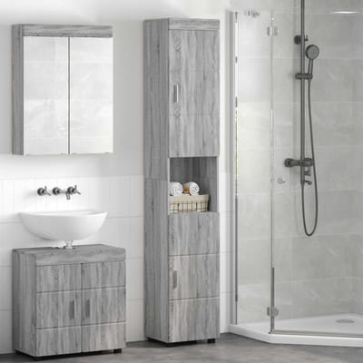 vidaXL - Badkamerkast - set - TULUM - Grijs - Sonoma - 37 - x - 31,5 - x - 203 - cm