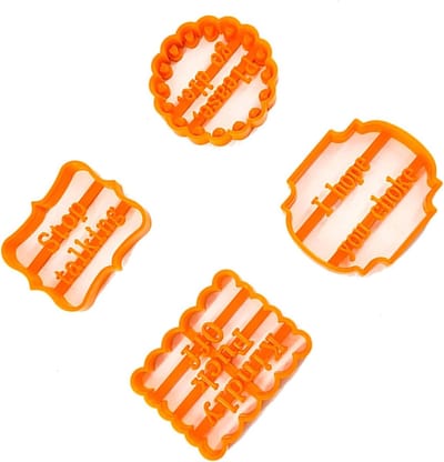 Grappige Koekjesuitsteekvormen met Leuke Zinnen voor Bakplezier, Creatieve Decoratie en Feestelijke Ontwerpen, Set van 4 Stuks