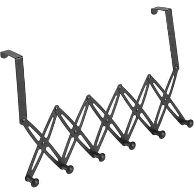 Over Deur Haken Uitbreidbaar Roestvrij Staal Kleding Kapstok voor Slaapkamer Binnen 6 Hangers Zwart zwart