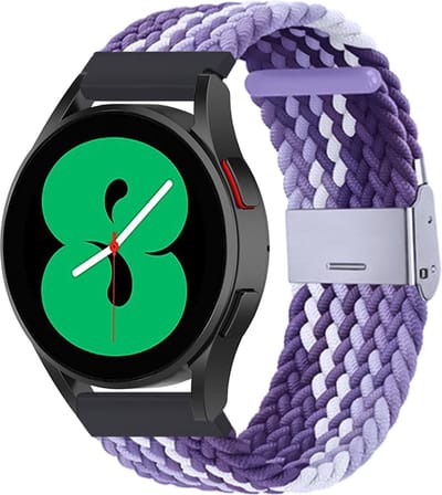 By Qubix - Geschikt voor Garmin bandje - Geschikt voor Garmin Vivoactive 4 / 4L - Braided nylon bandje - Lichtpaars / paars - Smartwatch bandje 22mm