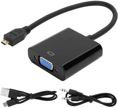VT Goods - Mi naar VGA-adapter - Micro HDMI naar VGA - 1080P Video Converter - Compact formaat - Voor Raspberry Pi 4B - Voedingsfunctie - Stabiele t..