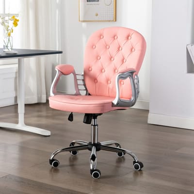 vidaXL - Kantoorstoel - draaibaar - kunstleer - roze