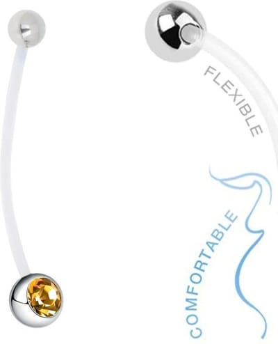 Fako Bijoux® - Zwangerschapspiercing - Kristal - Geel
