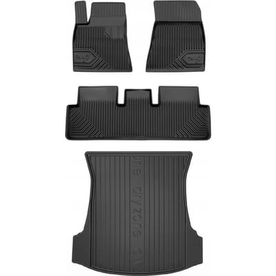 Frogum Voordeelset - Premium Automatenset No.77 + Dry Zone Kofferbakmat - Geschikt voor Tesla Model 3 Sedan (vanaf 2017) - Bovenste kofferbakvloer - TPE Rubber - Zwart