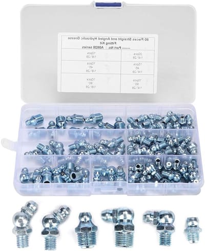 80 Stuks Assortiment Kits voor Smeernippels, 45° 90° 180°, 1/8in 1/4in, Hydraulische Zerk Aansluitingen voor Slangen en Buizen, Ideaal voor Onderhoud en Reparatie