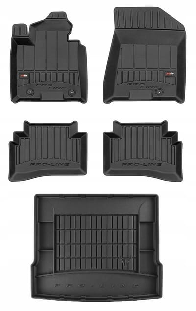 Frogum ProLine Luxe Voordeelset - Premium Automatenset + Kofferbakmat met Organizer - Geschikt voor Hyundai Tucson III (2015-2020) - Lage laadvloer - Zonder gordelspanner - Zwart