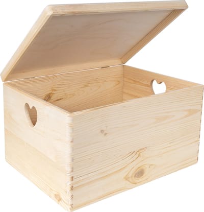 Creative Deco XXL Grote Houten Doos Opberger Kist| 40 x 30 x 24 cm | Met Deksel en Handvat Hart | voor Documenten, Voorwerpen, Speelgoed, Gereedschap