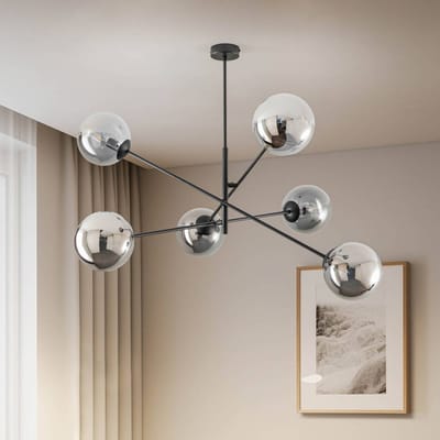 EMIBIG LIGHTING Plafondlamp Linear, zwart/grafiet, 6-lamps