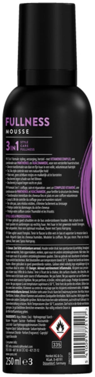 Syoss Fullness - Haarmousse - Haarstyling - Styling, Verzorging and Herstelt - Voller Hair - Langdurig Volume - 24u Style-controle - Natuurlijk Hold - Voordeelverpakking - 6x250 ml