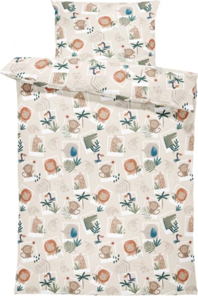 Kinderdekbed met Kussen – Compleet Gevuld – Jungle Print – Dekbed + Kussen in 1 – Wasbaar – Zacht & Comfortabel - "Vrolijk jungle dekbed + kussen voor kleine ontdekkingsreizigers"