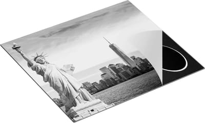 Chefcare Inductie Beschermer Vrijheidsbeeld in New York - Zwart Wit - 60x50 cm - Afdekplaat Inductie - Kookplaat Beschermer - Inductie Mat