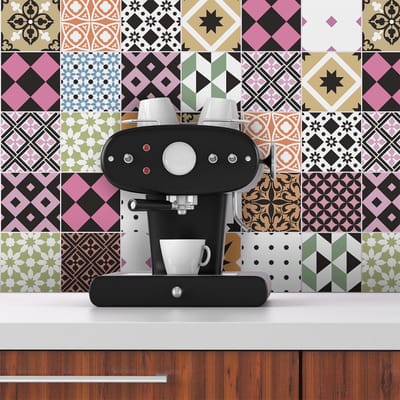 Zelfklevende tegelmuurstickers voor keuken en badkamer - 30 Azulejos Sophia tegelstickers - 30 stickers 20x20cm