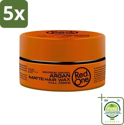 5 x Red One - Haarwax - Argan Matte - Verzorgende Styling - Voor Intensieve Verzorging & Matte Look - 150 ml - Grootverpakking - Haarwax - Arganolie - Matte Haar - Verzorgend Haar - Styling Haar