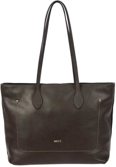 BRIC'S Leren schoudertas Gondola Violetta Shoulderbag Ebony donkerbruin