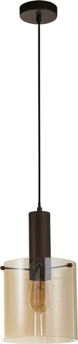Searchlight Moderne Hanglamp E27 Lund 1 Lichtpunt Rechthoek Amber/Koffie Metaal Eetkamer Gang/Hal Keuken Dimbaar
