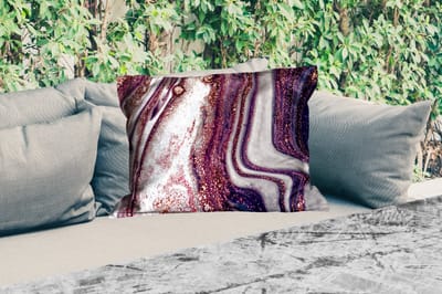 Buitenkussens - Marmer - Roze - Goud - Glitter - Marmerlook - 60x40 cm - Weerbestendig