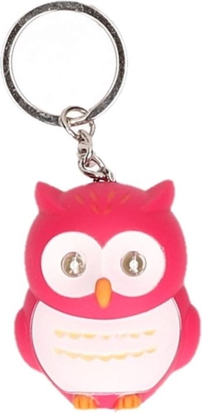 Oplichtende uil sleutelhanger roze