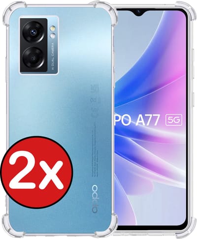 Hoesje - 2 Stuks - Geschikt voor OPPO A77 - Sterk & Shockproof - Back Cover - Siliconen Case - Telefoon Hoes Shock Proof - Telefoonhoes - Transparant