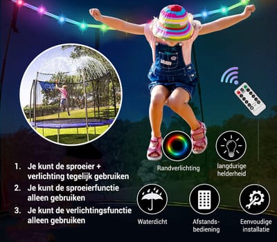 Viking Choice Trampoline Sproeier en Verlichting Set - Ø183cm - Meerkleurig - Kunststof