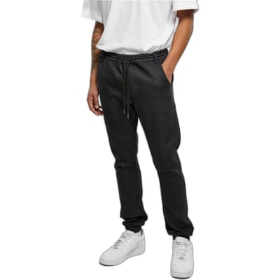 Urban Classics - Knitted Denim Jogpants realblack washed Heren joggingbroek - S - Zwart