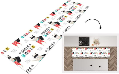 Keukenloper - Loper keuken - Jongens - Patroon - Superheld - 200x50 cm - Keukenloper vinyl