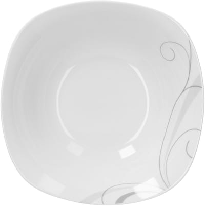Portofino serveerschaal 23cm wit met grijs rankenpatroon