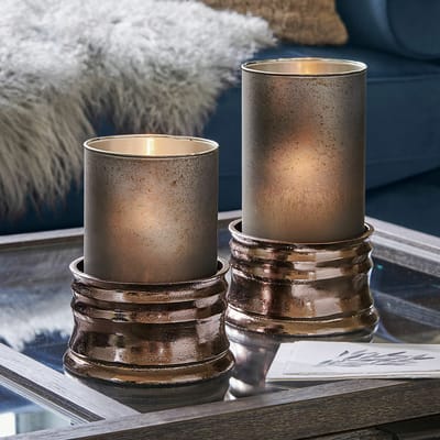 LOBERON Windlicht set van 2 Eirun blauw/zilverkleurig