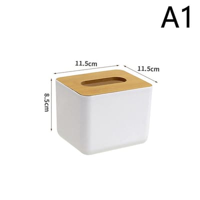 Plastic Tissuebox Houten Deksel Vierkant Servethouder Container Dispenserdoos voor Vochtige Doekjes Modern Huis Auto Organizer white