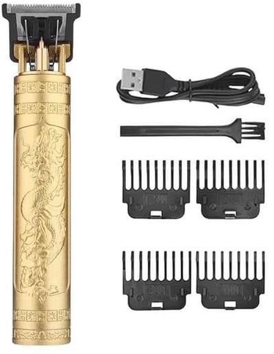 Vintage Baard- en Haartrimmer met 4 Kammen en Oplaadbare USB