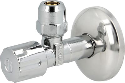 Hoekstopkraan 1/2" x 3/8" (10mm) verchroomd