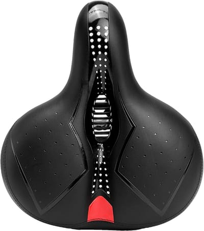Fiets Zitkussen - Fietszadel Comfort - Comfortabel Fietsen - Ademend Traagschuim - 28x24x8 cm - Zwart/Rood