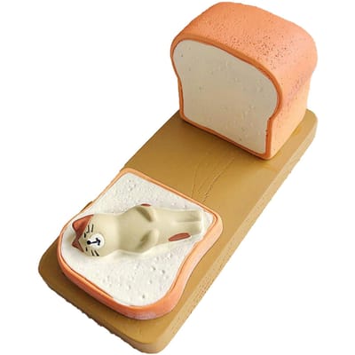 Toast Tablet Standaard Houder Hars Schattig Leuk Desktop Mobiele Telefoon Standaard Houder voor Drama's Kijken Vierkant beige