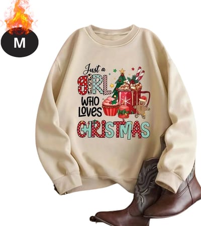 Bovista Kersttrui - Dames - Foute Kersttrui - Christmas Sweater - Cartoonprint - Kerst Sweater - Christmas Jumper - Pyjama - Abrikoos - M