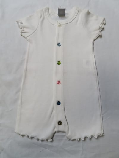 Petit Bateau - Combi kort - Wit - Meisjes - Knoopjes - 6 maand 67