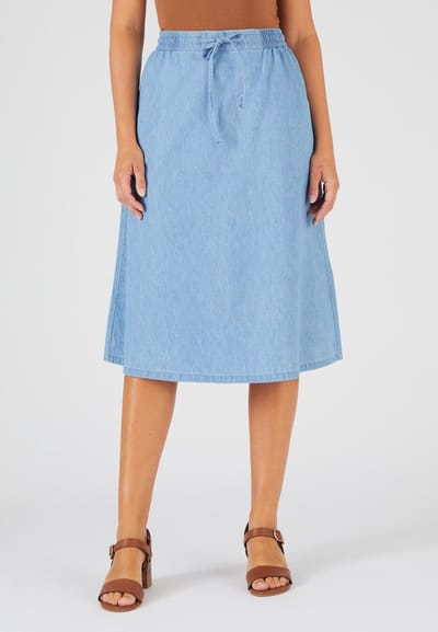 Damart - Chambray rok - Dames - Blauw - 40