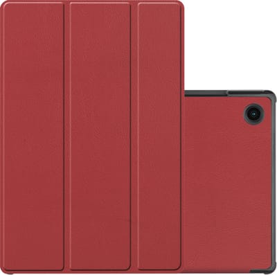 Hoes - Geschikt voor Samsung Galaxy Tab A8 - Dun & Stevig - Trifold Bookcase - Hard Cover - Hardcover Book Case - Tablet Hoesje - Donkerrood